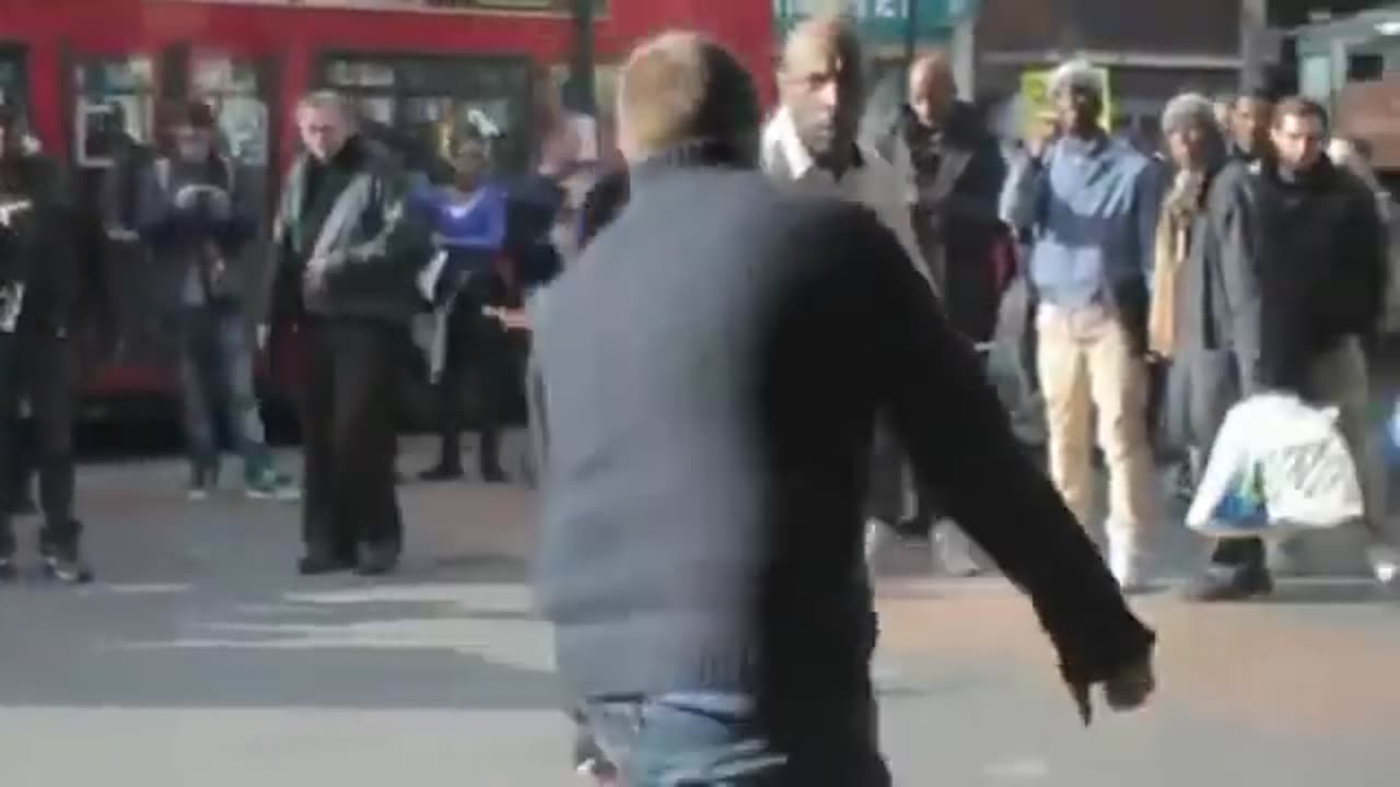 Brawl in London street.