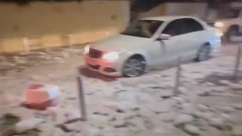 Residents film aftermath of record sized Hail last night across the Mediterranean Island.