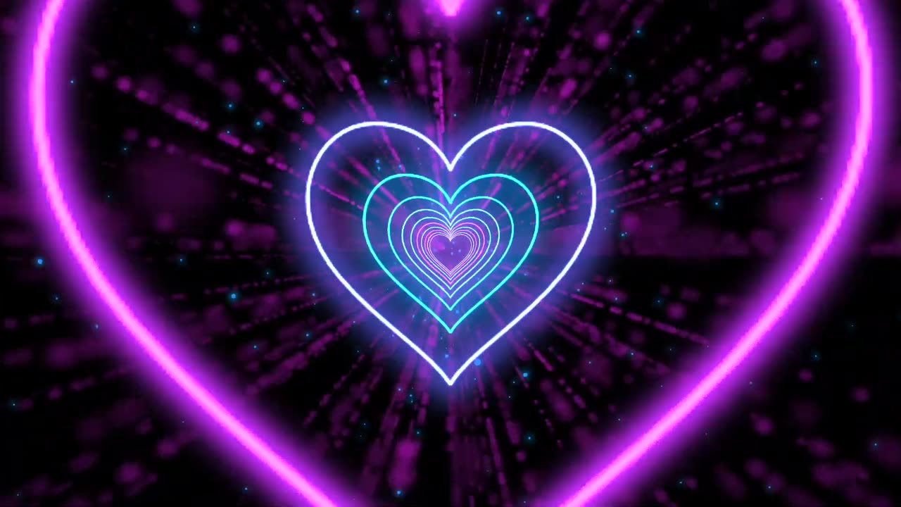 194. Heart Tunnel 💖💙 Heart Background Neon Heart