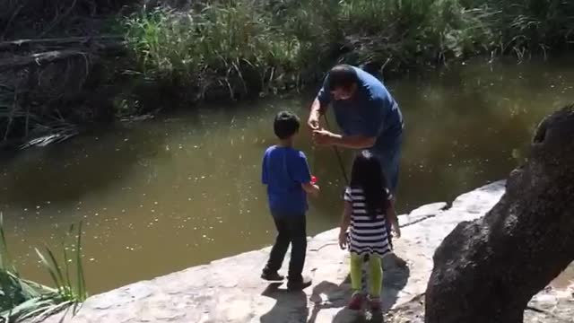 Little girl thought she wanted to learn to fish