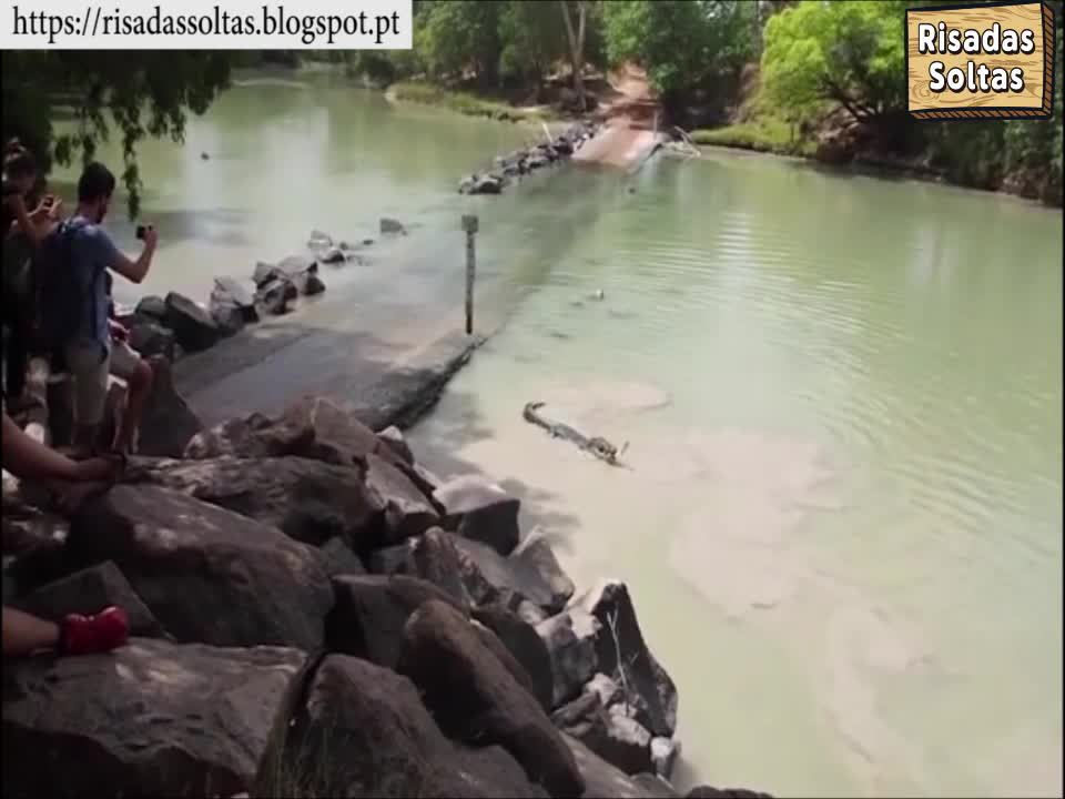 The epic battle between a crocodile and a fisherman on a river in Australia