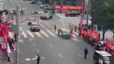 Newsom's welcome for Xi in San Francisco. No American flags.