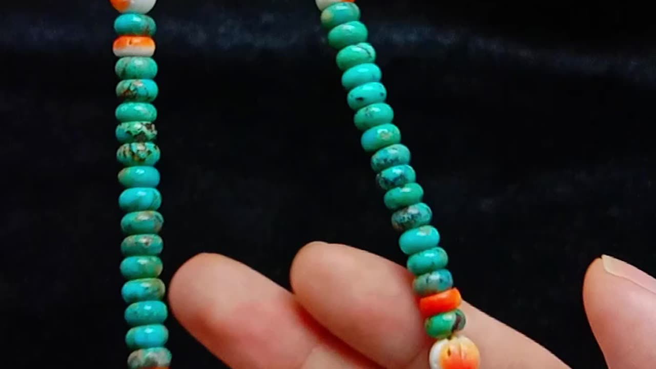 Natural turquoise and orange spiny oyster roundle beads 6mm handmade choker Gifts for Women