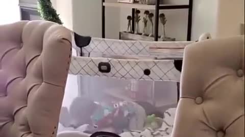 FUNNY BABY PUSH HIS CRIB TO MOVE ITS PLACE.mp4