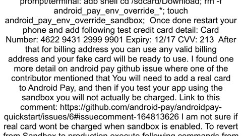 How to add fake Credit Card Visa for Android pay