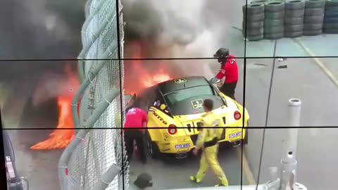 ferrari 599 drift car catches fire , formula drift 2018