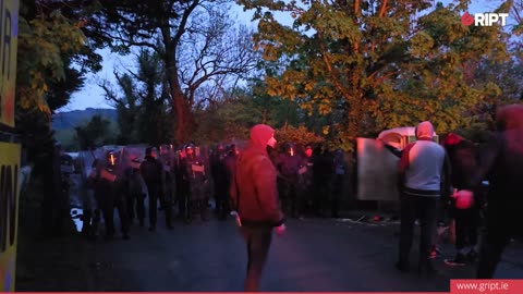 Newtownmountkennedy as a local protest opposed to immigration centre clash with gardaí, pepper spray