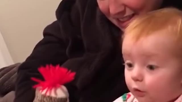 These cute babies reaction to jump scare toys