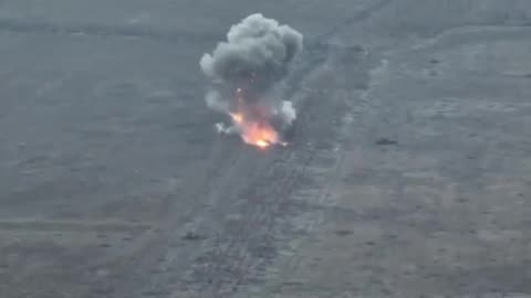 Russian APC Hits a Mine and Detonates