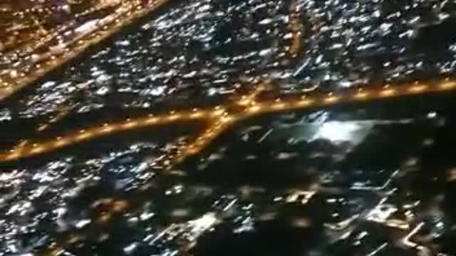 Dubai from inside the plane