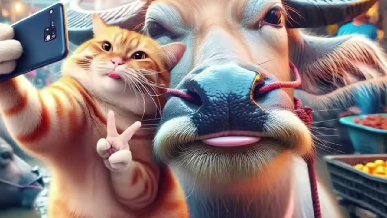 Cat selfie funny video