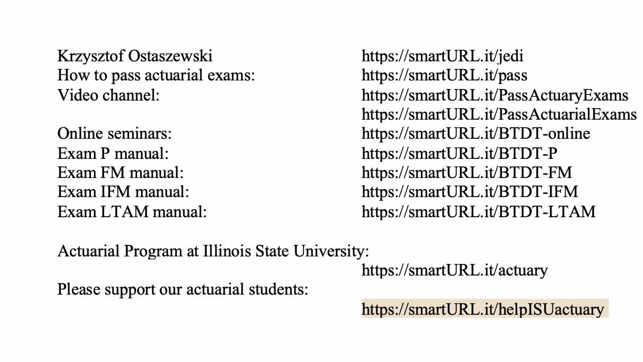 Exam FM exercise for January 23, 2022