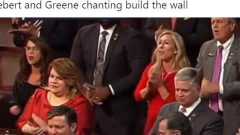 Marjorie Taylor Greene and Lauren B Chant “Build the Wall!” During Biden’s Speech