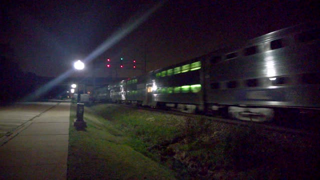 Burlington Aurora Commuter Train - Summer Night