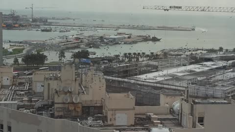 The beautiful view of birds rounding near sea