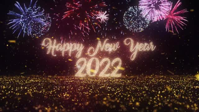 Happy New Year 2022 Fireworks with Background Music - Royalty Free Stock Video No Copyright