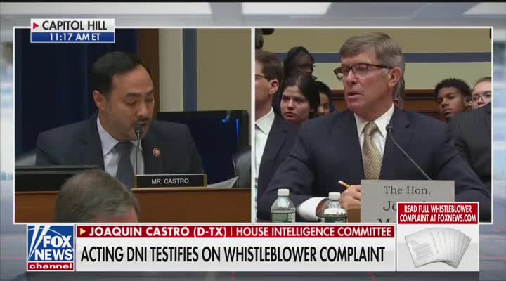 Castro questions acting DNI in whistleblower hearing