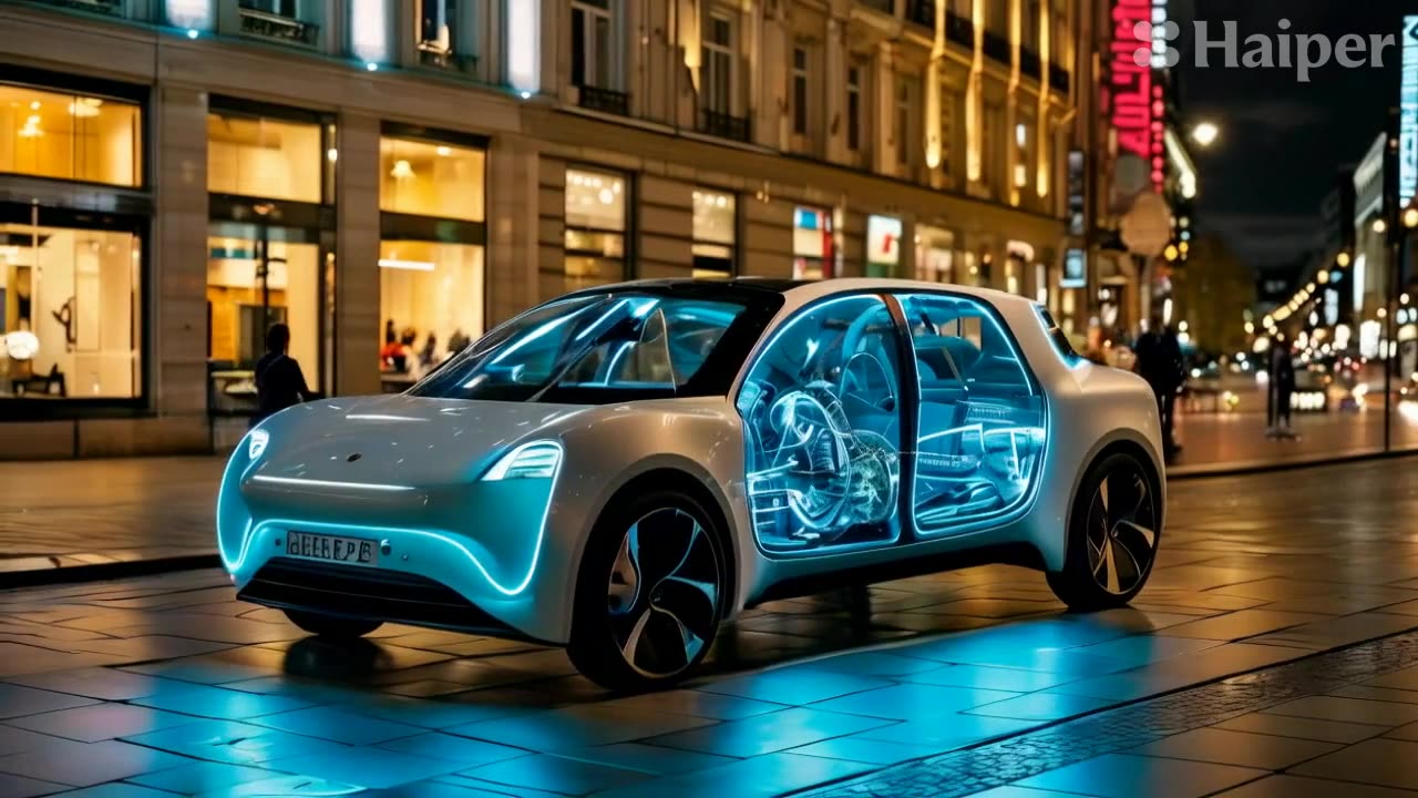 electric car futuristic animation