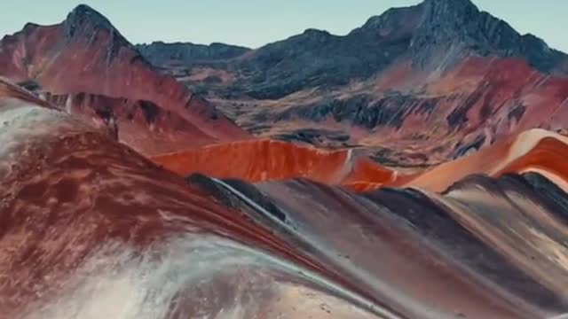 Rainbow Mountain is located in the Andes Mountains of Peru