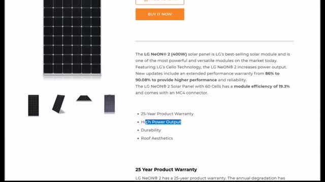 LG 400W NeON2 BiFacial Solar