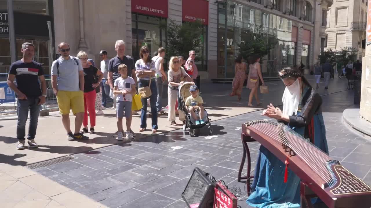 Chinese folks musician on the street performance