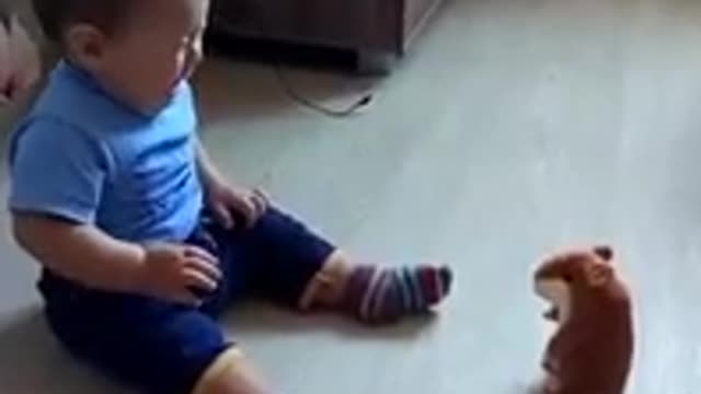 how the baby starts crying because of the cartoon
