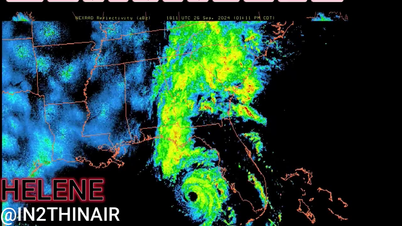 “全球極權主義深層政府DS 控制世界的邪惡武器02”衛星影像抓到颶風Helene是一場使用HAARP氣候武器改造風暴，預迫使北卡西部人民流離失所，深層政府黑暗勢力便可趁機奪取美國最大鋰礦之一