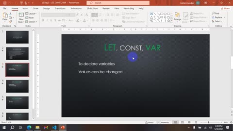JavaScript pt2 - Data Types in JavaScript, Let const and var