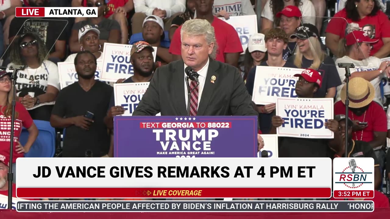 WATCH: Rep. Mike Collins Takes the Stage at President Trump Rally in Atlanta - 8/3/24