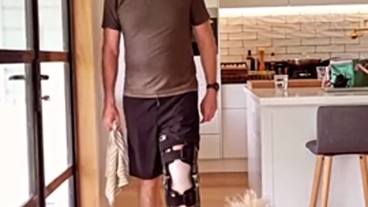 Limping dog copies his injured owner out of sympathy