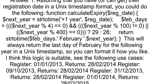 Automatically calculate expiry date php