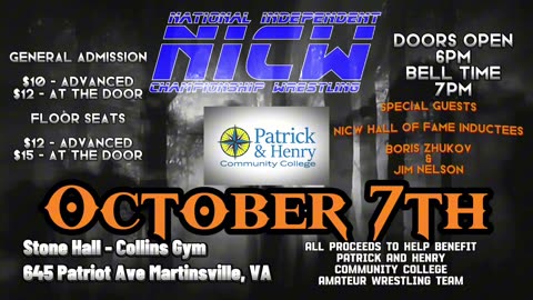NICW "Halloween Mayhem" Sat. Oct. 7th