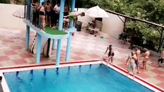 jumping in water