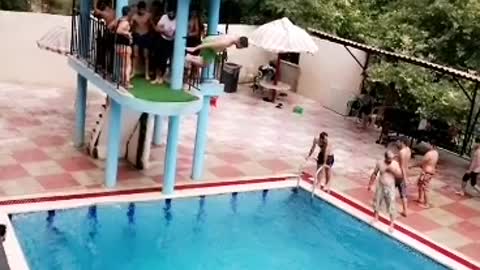 jumping in water