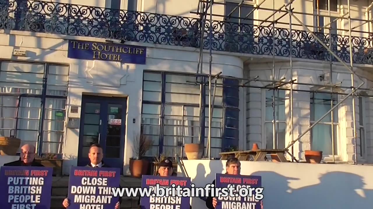 Britain First holds flash protest outside migrant hotels in Folkestone!