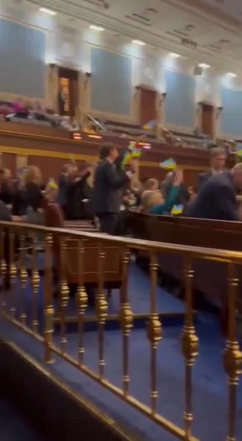 Members of Congress Waive Ukraine Flag as they Passed $60 Billion Ukraine Bill