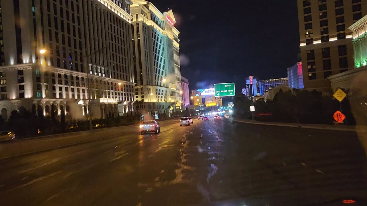 Picturesque night driving singing celebration in Palms, Las Vegas Nevada