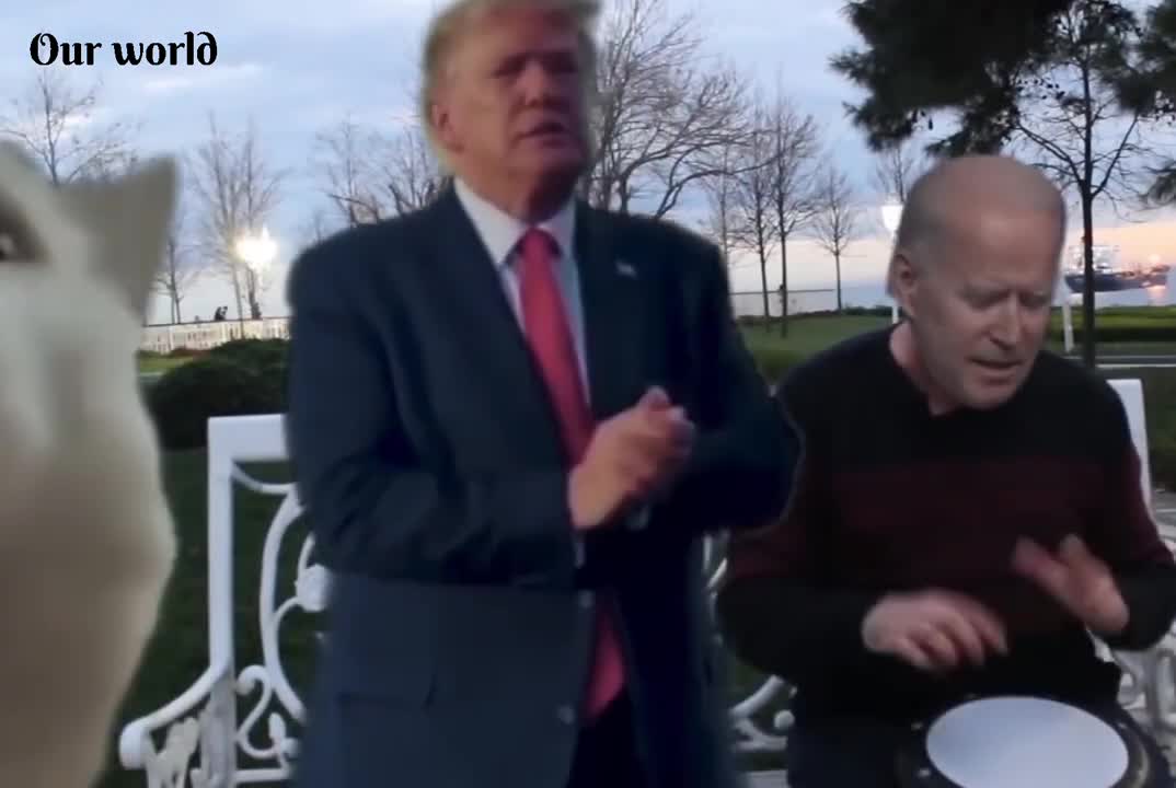 Trump dancing biden drumming