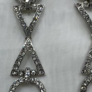 Handmade Unique 6” Post Earrings with Clear Crystals. Drop Earrings. Gift. Party