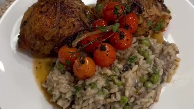 Mushroom Risotto and Chicken 🍗