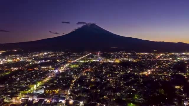 Mount Fuji at sunset in Fujiyoshida city, Yamanashi, Japan