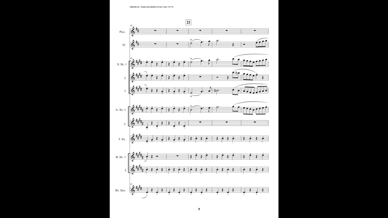 Mikhail Glinka – Ruslan & Ludmilla Overture (Saxophone Nonet + Piccolo & Flute)