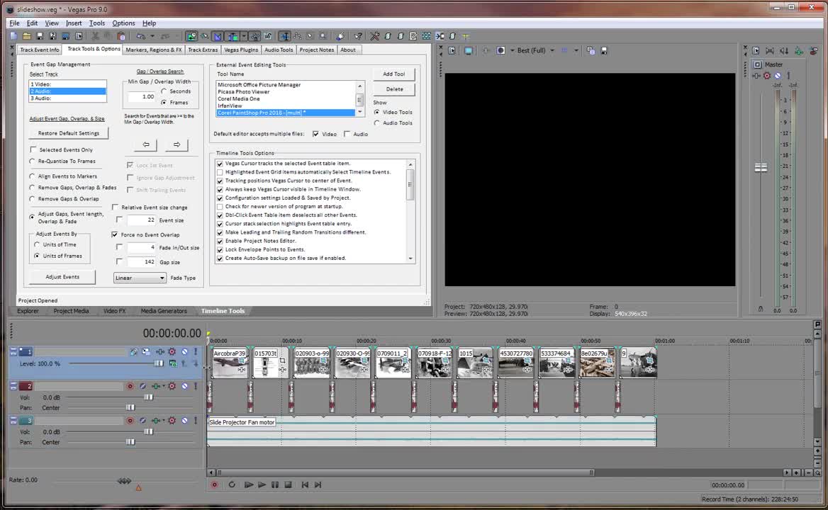 A Sony Vegas Pro project to create an Old Slideshow Look