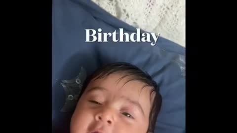 3 month old Cute and funny baby girl Wishing happy birthday