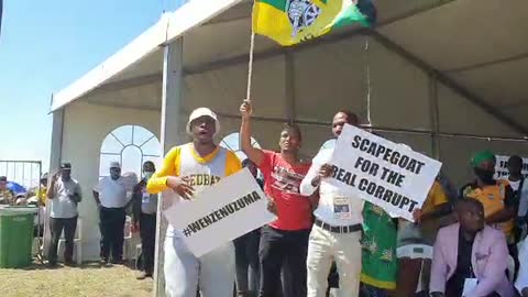 ZumaPrayer: Supporters of Jacob Zuma stand in prayer.