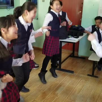 Mongolian kids having fun in school