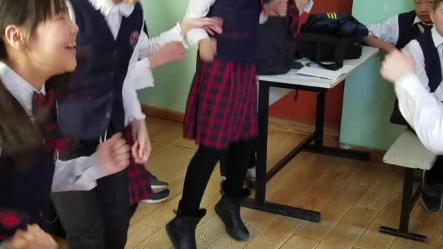 Mongolian kids having fun in school