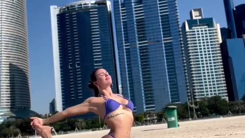 Stretching on the Beach
