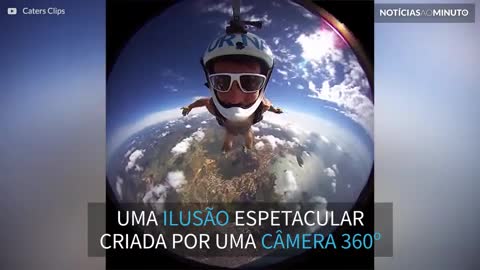 Paraquedista brasileiro grava imagens em 360º impressionantes