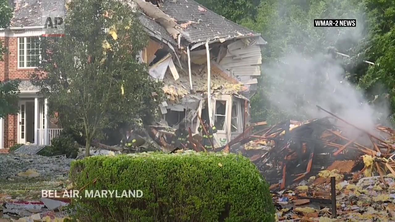 Two dead in Maryland house explosion; reports of a possible gas leak.mp4